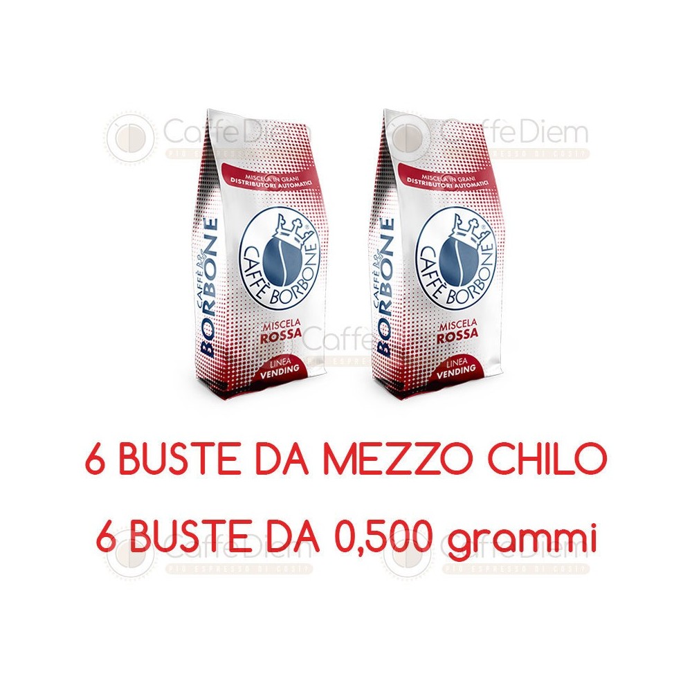 Borbone Caffè in Grani 3Kg Miscela Red Rossa - BUSTA 0,500 grammi